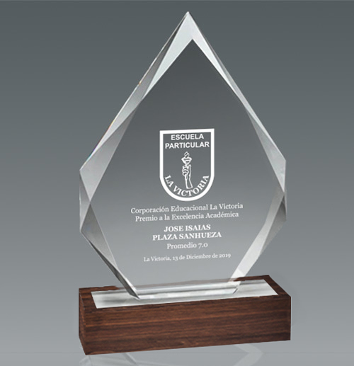 Galvano Cristal con Base de Madera BLAS 54