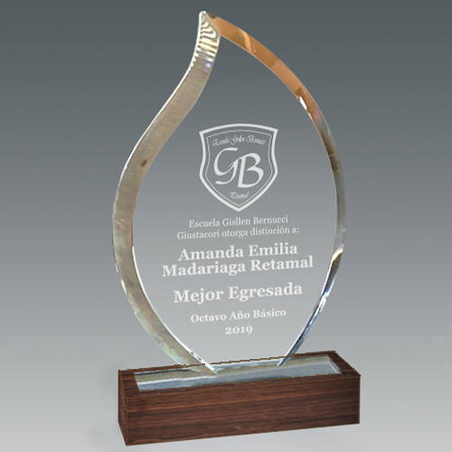 Galvano Cristal con Base de Madera BLAS 55