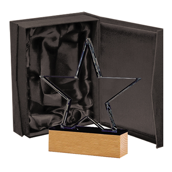 blas24caja Galvano Cristal con Base de Madera BLAS 24